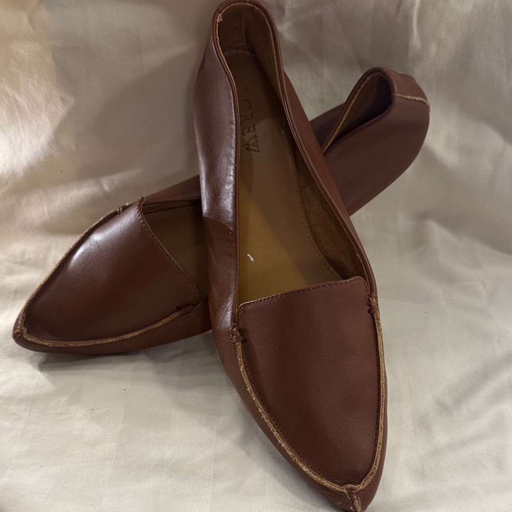 J. Crew Women's Chestnut Pointed Leather Loafers - Picture 3 of 4